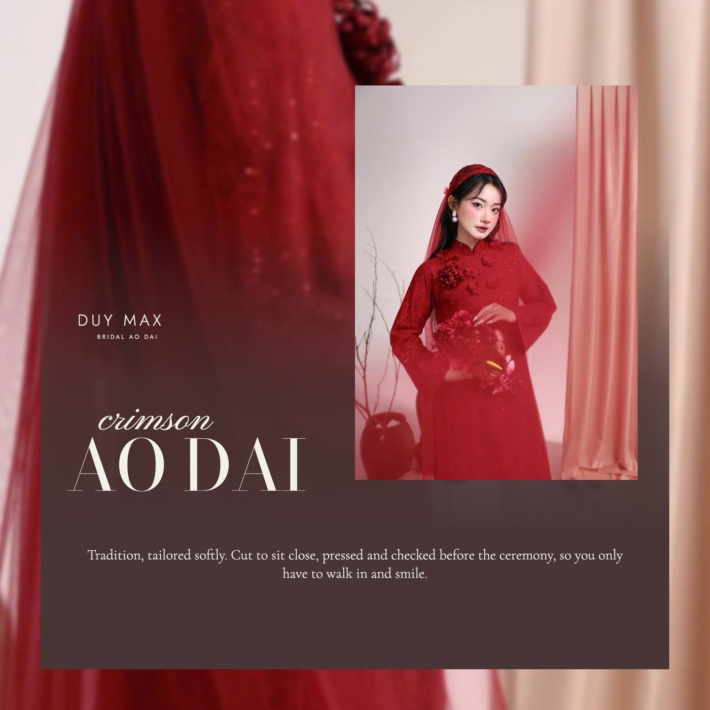 Crimson Áo Dài — áo dài đỏ thêu hoa — Duy Max Studio, trang 2