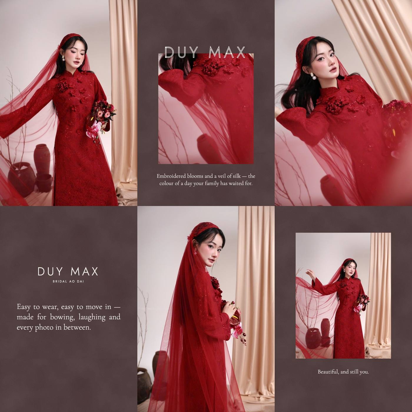 Crimson Áo Dài — áo dài đỏ thêu hoa — Duy Max Studio, trang 3