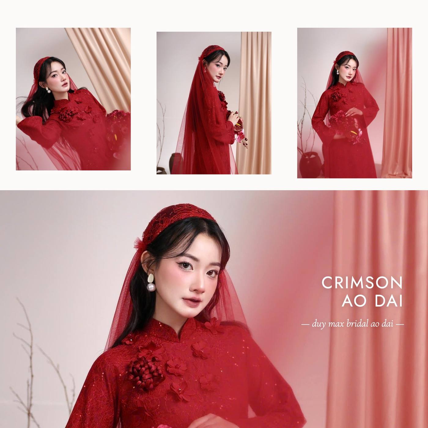Crimson Áo Dài — áo dài đỏ thêu hoa — Duy Max Studio, trang 5