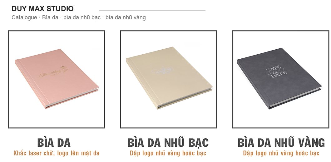 Bìa da, bìa da nhũ bạc, bìa da nhũ vàng — Duy Max Studio