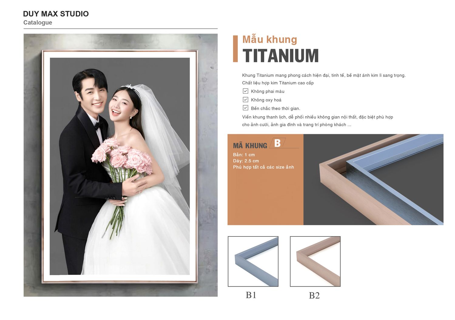 Khung Titanium mã B, màu B1–B2 — catalogue Duy Max Studio