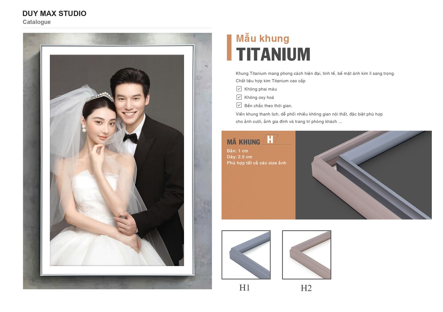 Khung Titanium mã H, màu H1–H2 — catalogue Duy Max Studio