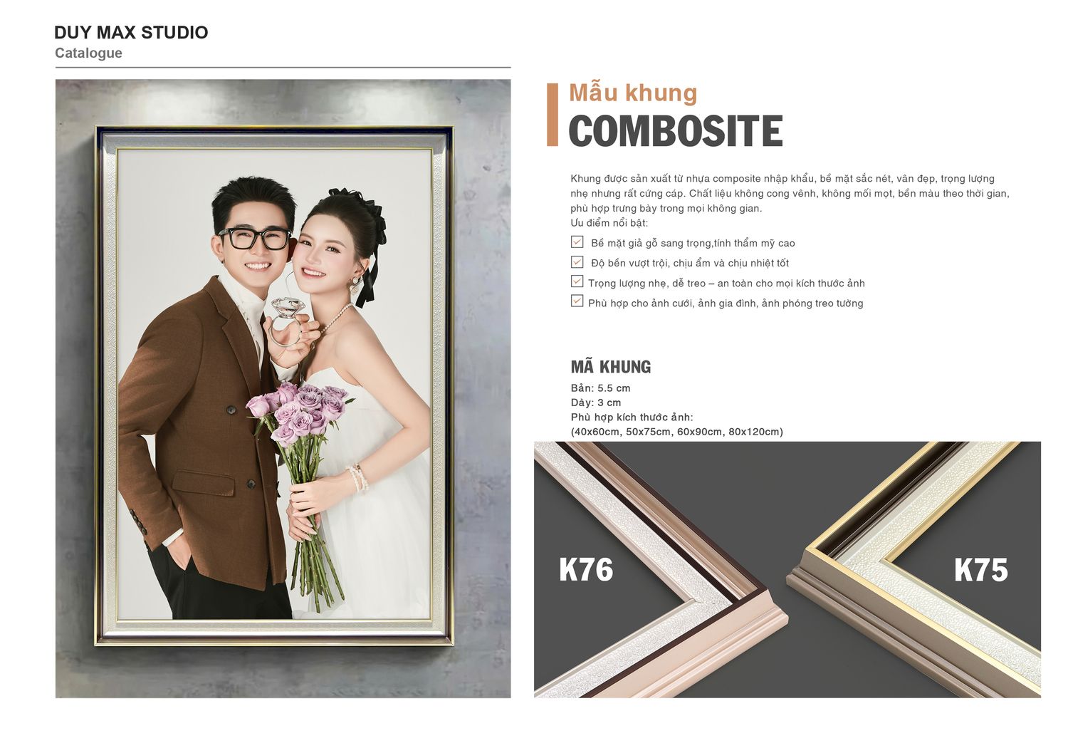 Khung Composite mã K76 và K75 — catalogue Duy Max Studio